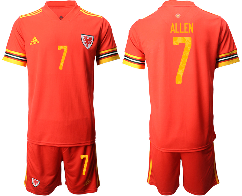 Men 2021 European Cup Welsh home red #7 Soccer Jersey